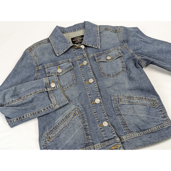 Ralph Lauren‎ Polo Jean Jacket Womans Small Trucker Denim Coat Vintage Y2K Blue - Picture 2 of 13